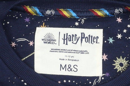 M&S Girls Blue Harry Potter Sweatshirt, 11-12 Years, Embroidered