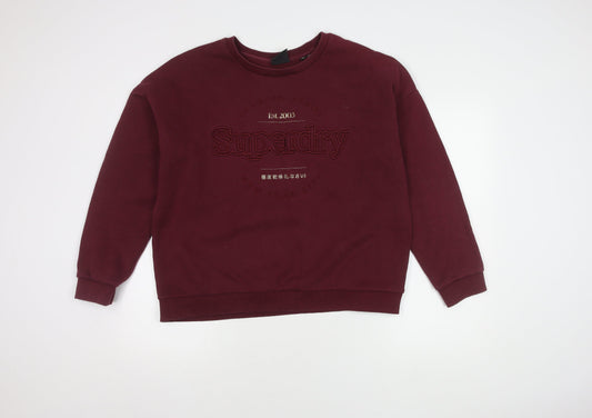 Superdry Women's Red Logo Sweatshirt, Size 16, Pullover