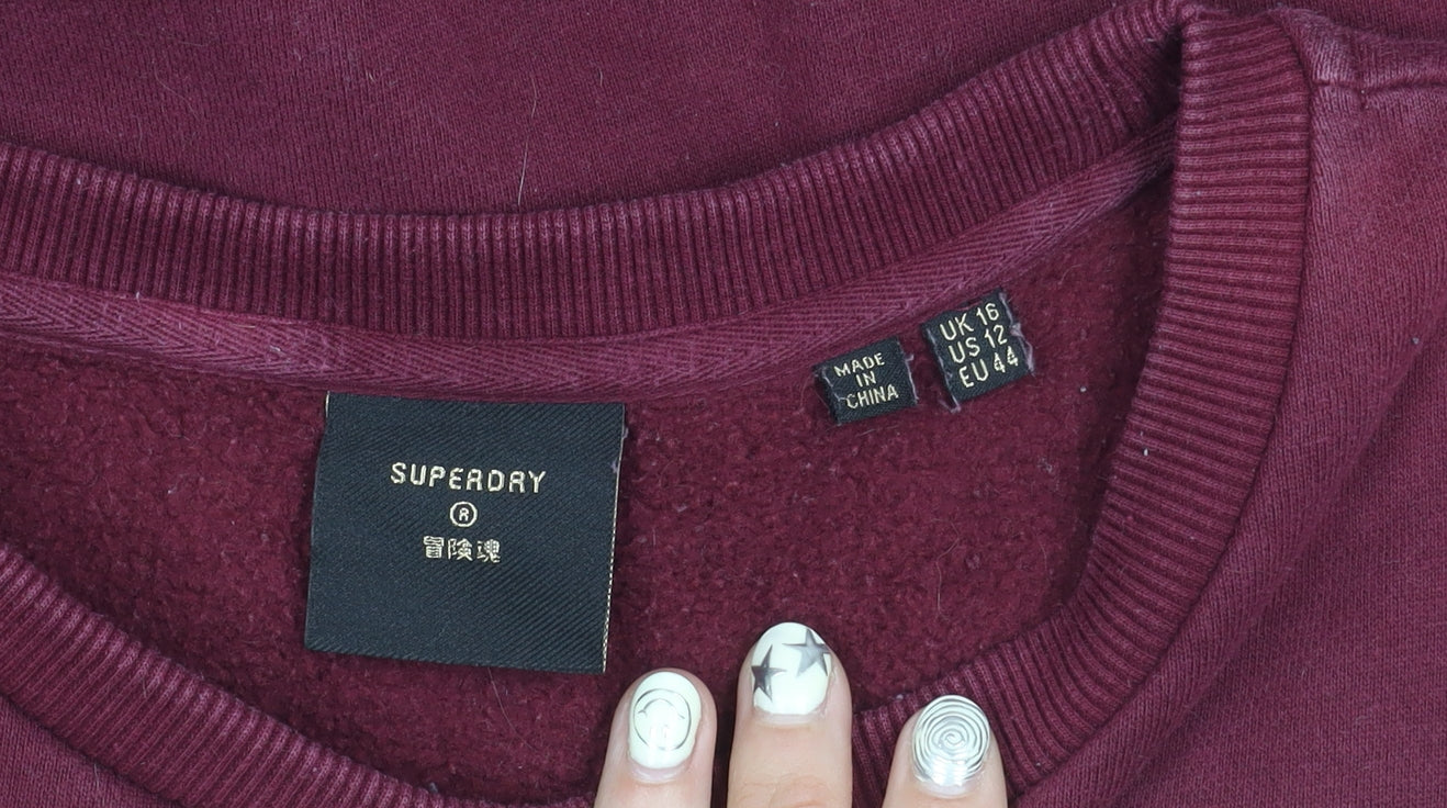 Superdry Women's Red Logo Sweatshirt, Size 16, Pullover