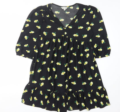 Miss Selfridge Women's Black Floral Dress UK 10