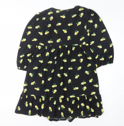 Miss Selfridge Women's Black Floral Dress UK 10