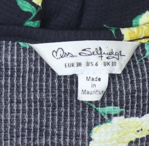 Miss Selfridge Women's Black Floral Dress UK 10