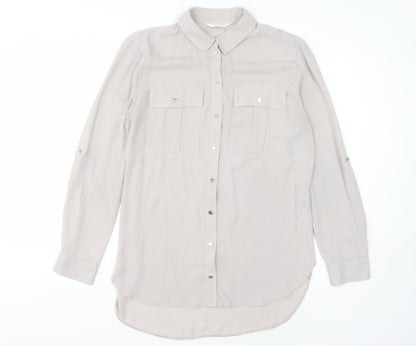 Womens UK Size 10 Miss Selfridge Grey Basic Button-Up