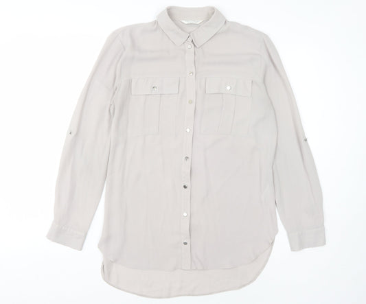 Womens UK Size 10 Miss Selfridge Grey Basic Button-Up