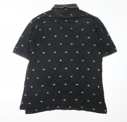 Izod Mens Black Argyle Polo Shirt Size M Short Sleeve