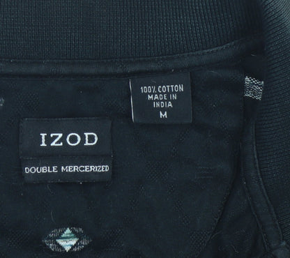 Izod Mens Black Argyle Polo Shirt Size M Short Sleeve