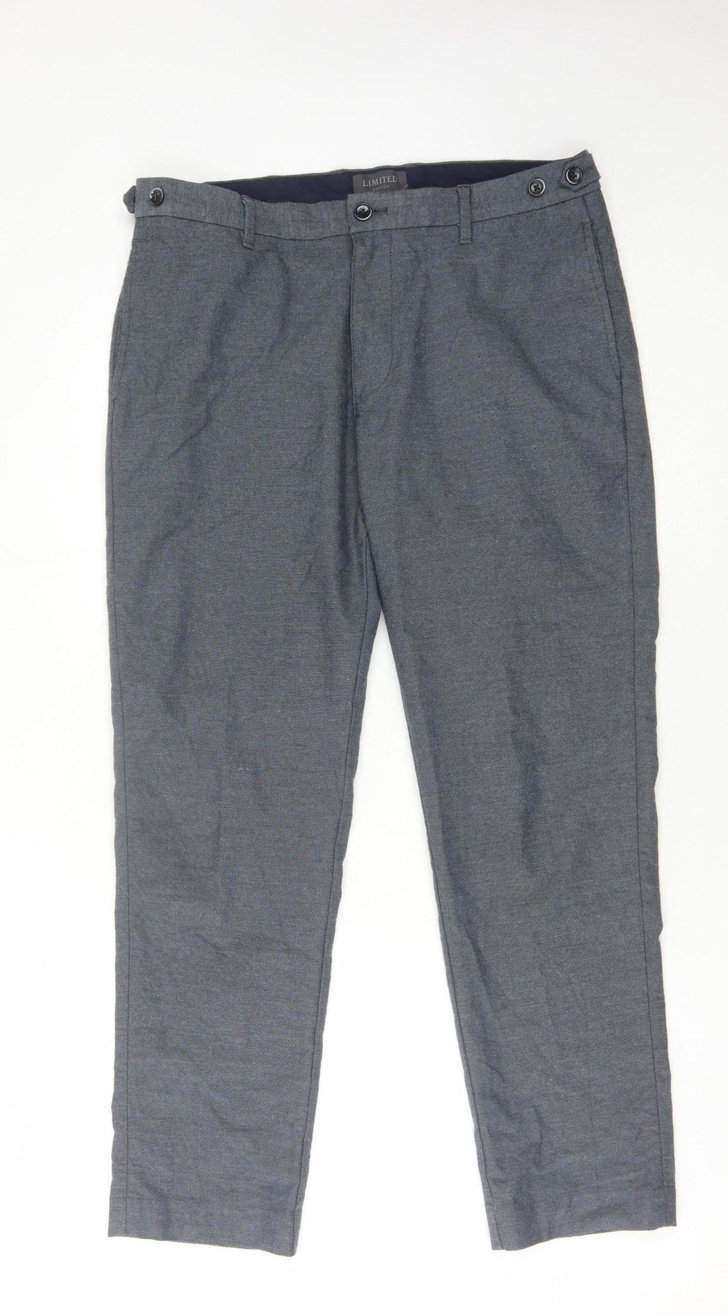 Marks and Spencer Men's Grey Trousers L Flat Front
