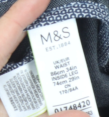 Marks and Spencer Men's Grey Trousers L Flat Front