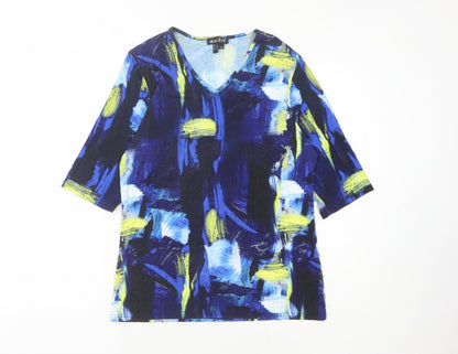 Womens UK Size 2 Marble Multicoloured Basic T-Shirt