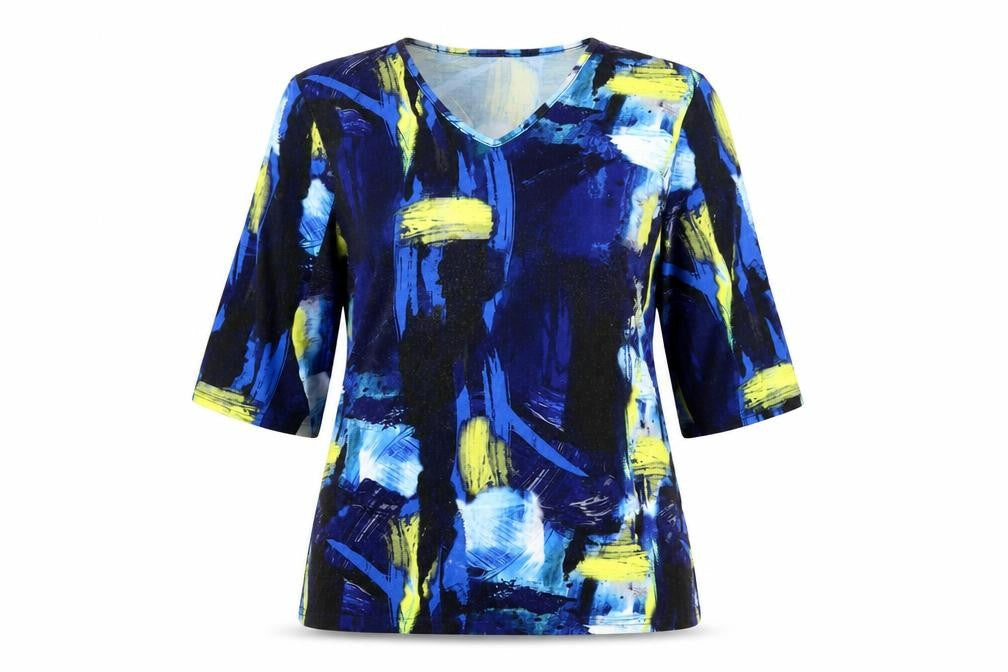Womens UK Size 2 Marble Multicoloured Basic T-Shirt