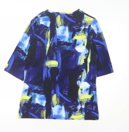 Womens UK Size 2 Marble Multicoloured Basic T-Shirt