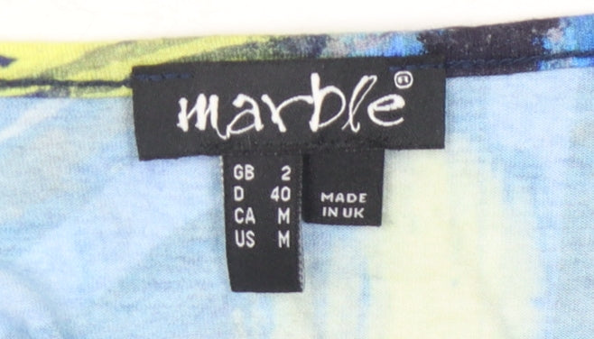 Womens UK Size 2 Marble Multicoloured Basic T-Shirt