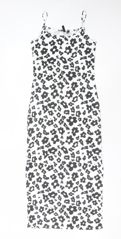 Pieces Women's White Floral Midi Slip Dress Size 8
