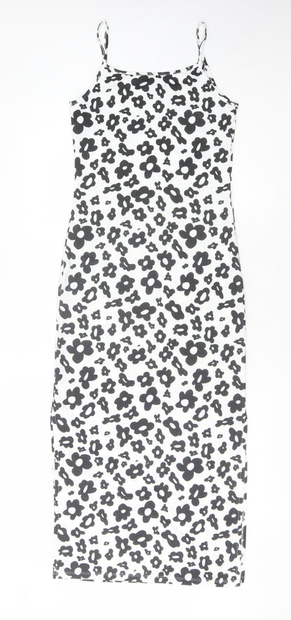 Pieces Women's White Floral Midi Slip Dress Size 8