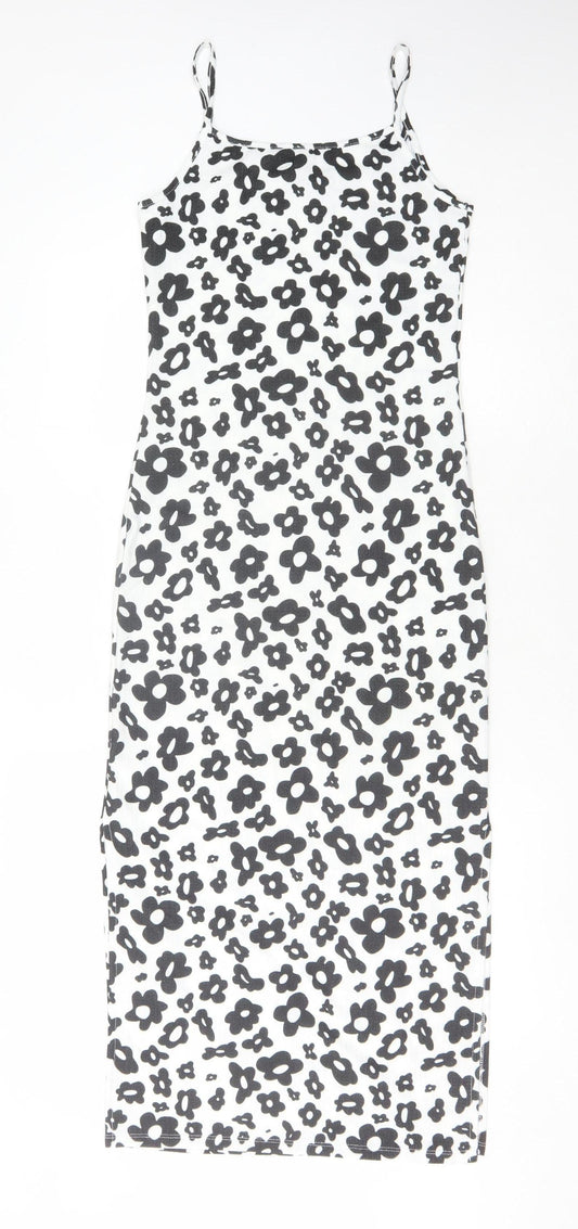 Pieces Women's White Floral Midi Slip Dress Size 8