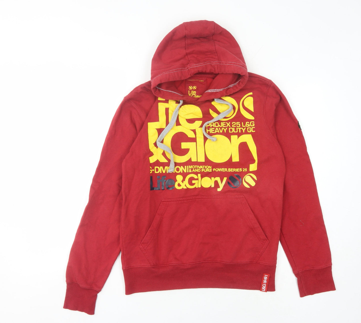 Life & Glory Men's Red XS Pullover Hoodie with Logo