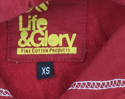 Life & Glory Men's Red XS Pullover Hoodie with Logo