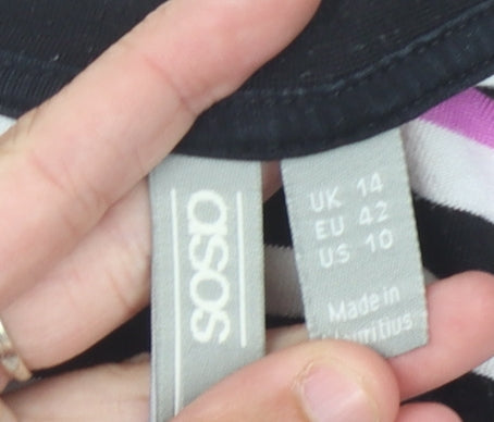 Womens UK Size 14 ASOS Multicoloured Ringer T-Shirt