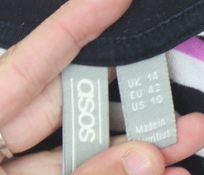 Womens UK Size 14 ASOS Multicoloured Ringer T-Shirt