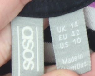 Womens UK Size 14 ASOS Multicoloured Basic T-Shirt