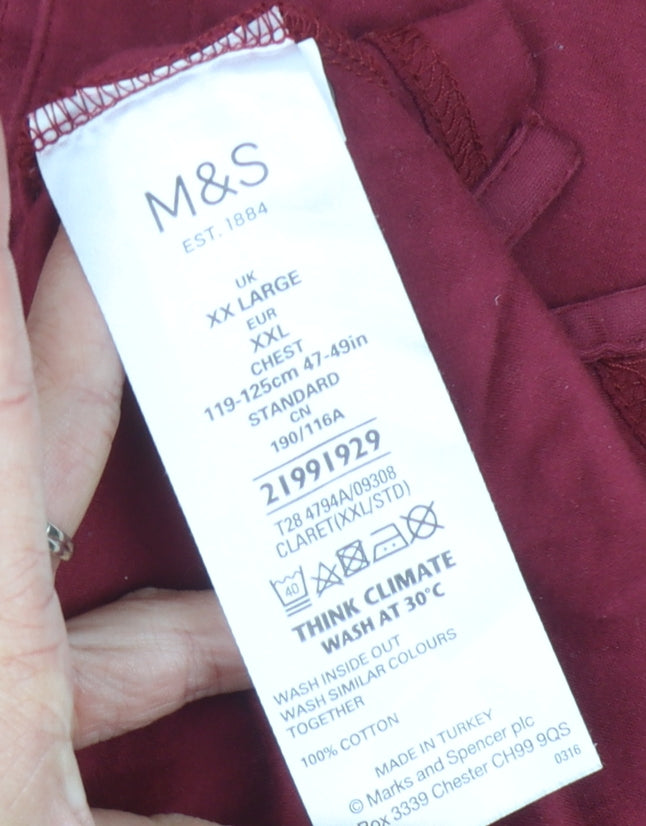 Marks and Spencer Men's Red 2XL Short Sleeve Polo