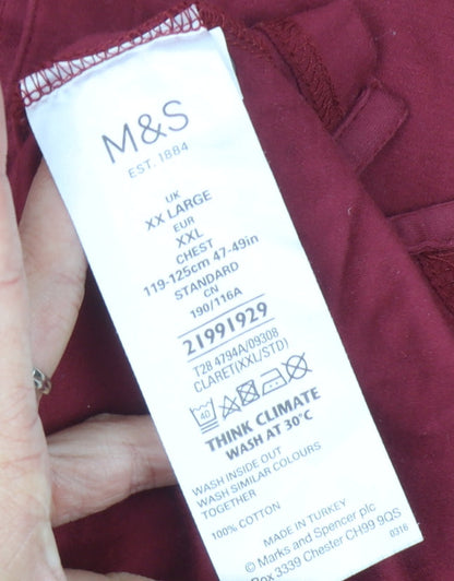 Marks and Spencer Men's Red 2XL Short Sleeve Polo