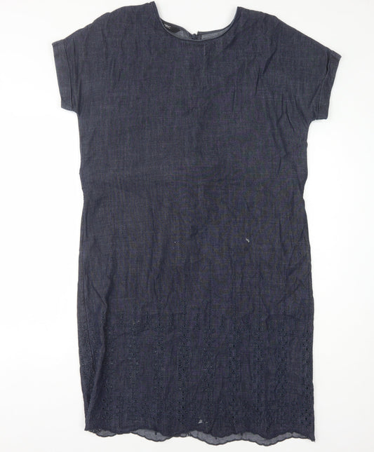 Next Women's Blue Short Sleeve Denim Dress Size 6