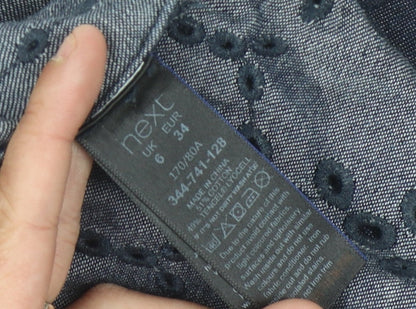 Next Women's Blue Short Sleeve Denim Dress Size 6