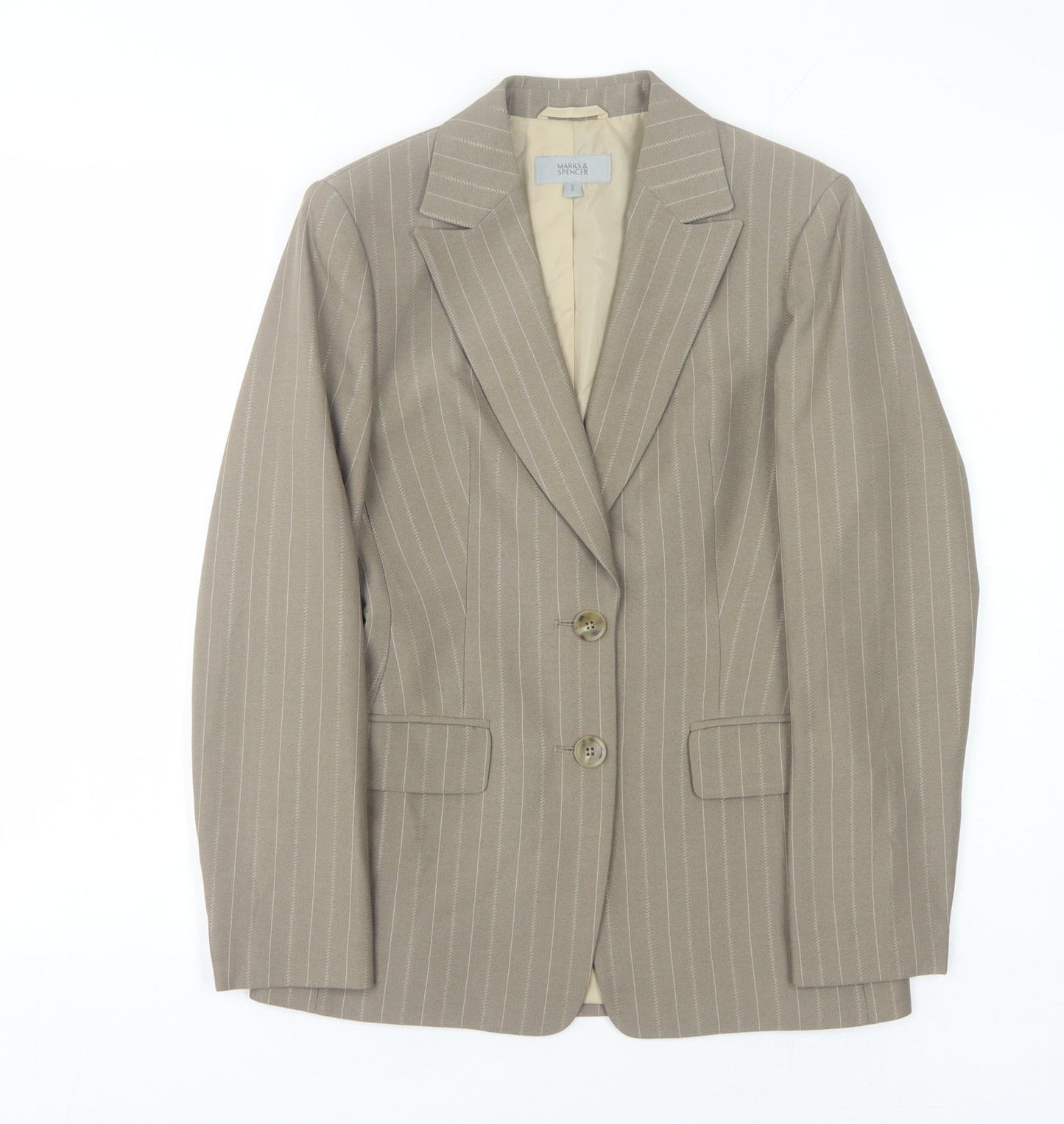 Marks and Spencer Women's Brown Pinstripe Blazer Size 8