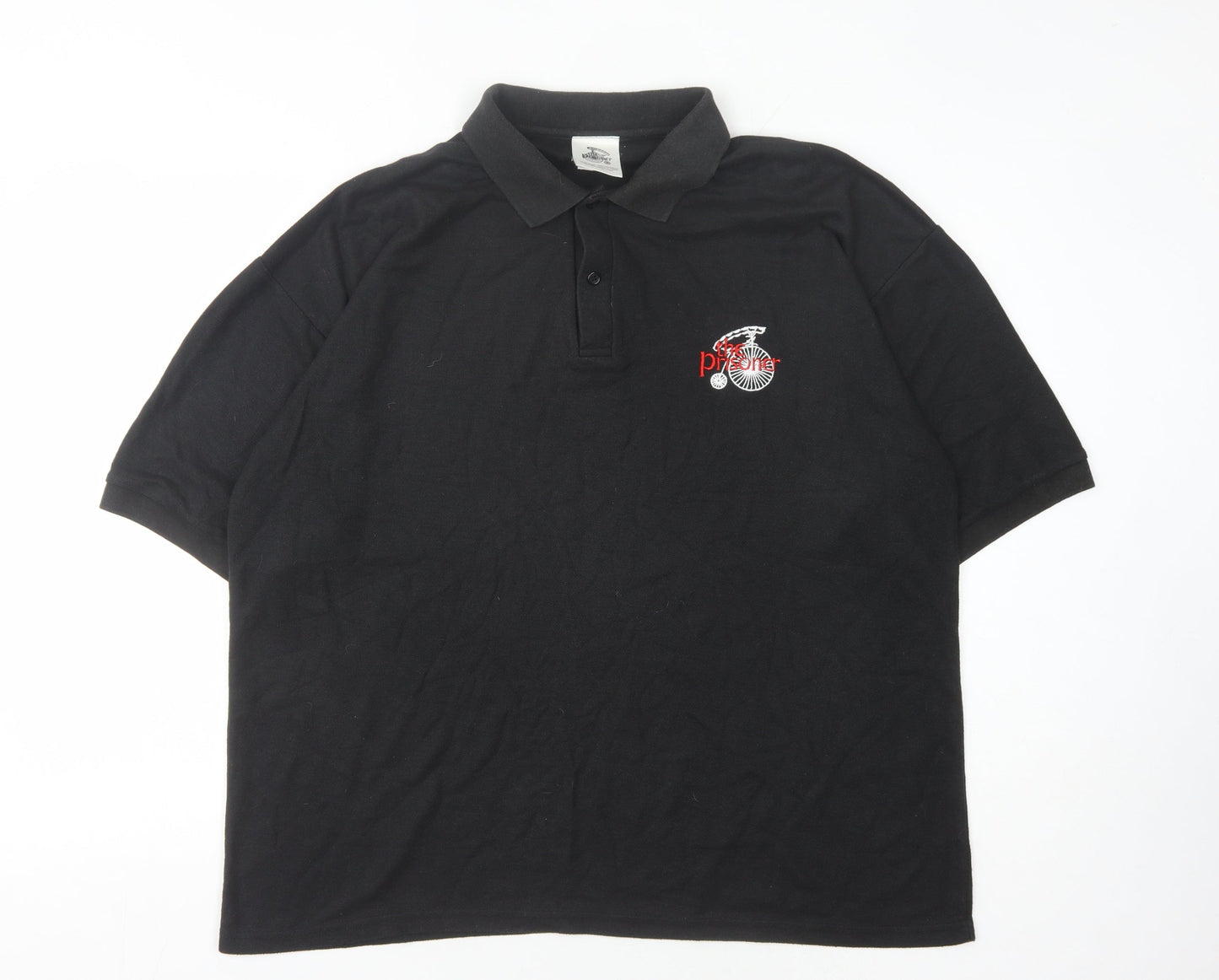 Jerzees Unisex Adults Black Polo XL - The Prisoner Logo