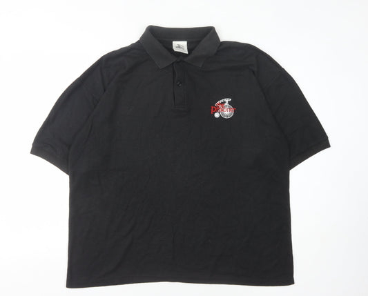 Jerzees Unisex Adults Black Polo XL - The Prisoner Logo