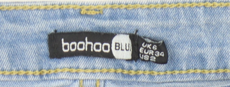 Boohoo Women's Blue Skinny Jeans Size 6 Distressed