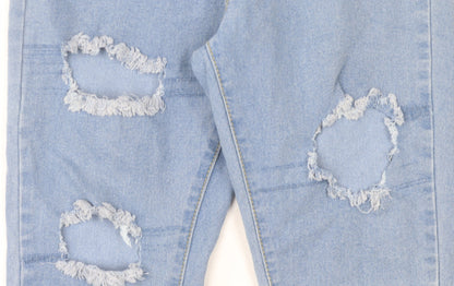 Boohoo Women's Blue Skinny Jeans Size 6 Distressed