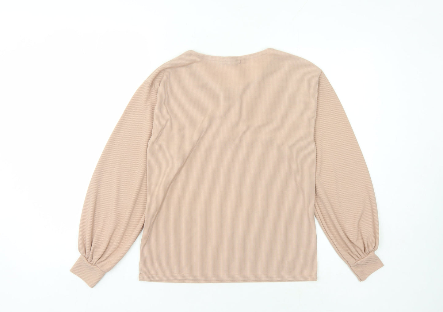 Boohoo Women's Beige Long Sleeve Henley T-Shirt