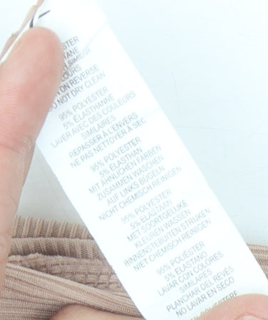 Boohoo Women's Beige Long Sleeve Henley T-Shirt