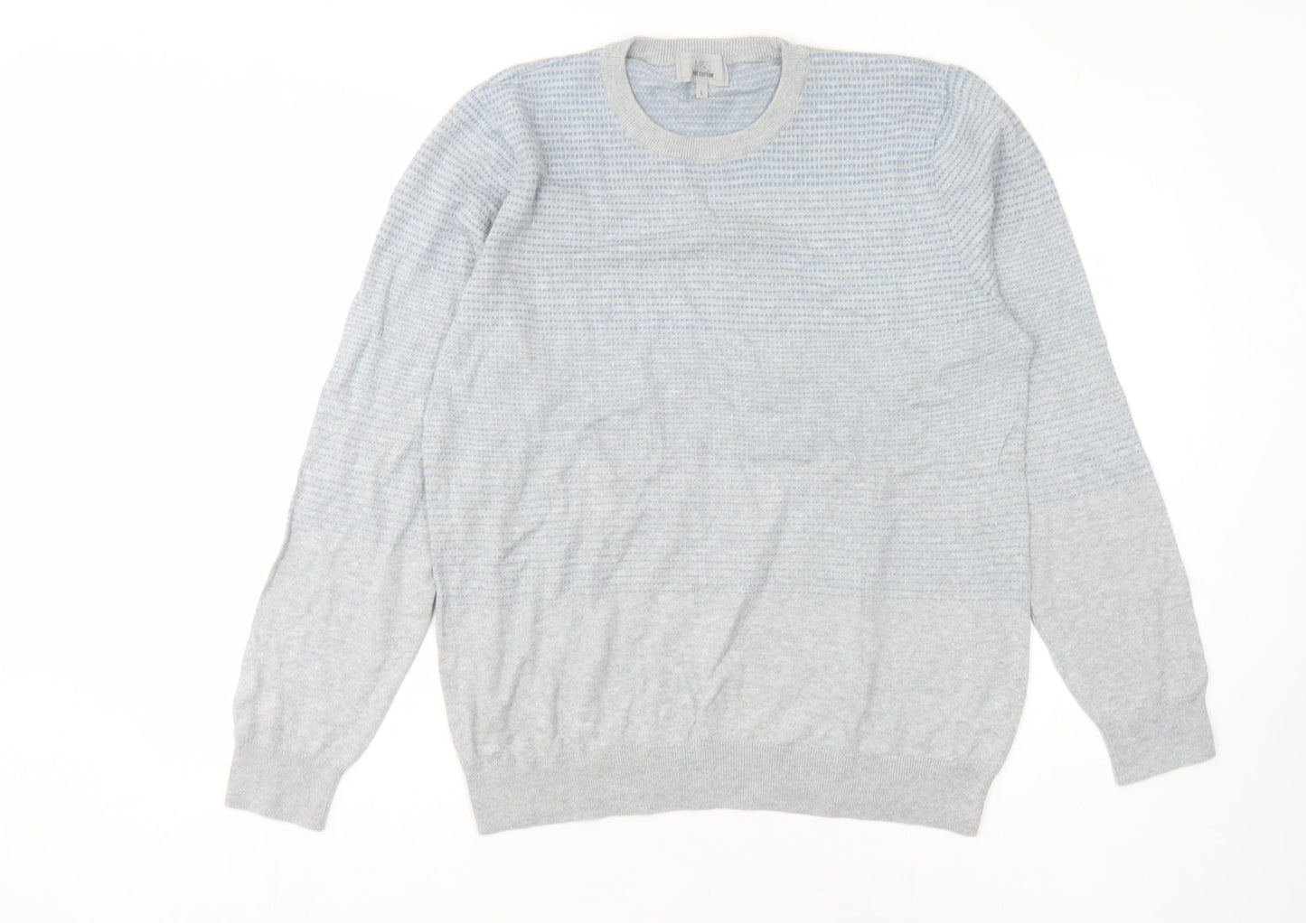 Marks and Spencer Men's Grey L Cotton Pullover Jumper