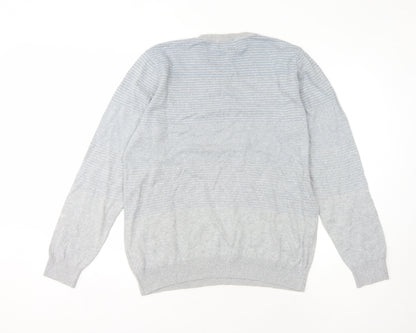 Marks and Spencer Men's Grey L Cotton Pullover Jumper