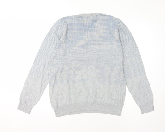 Marks and Spencer Men's Grey L Cotton Pullover Jumper