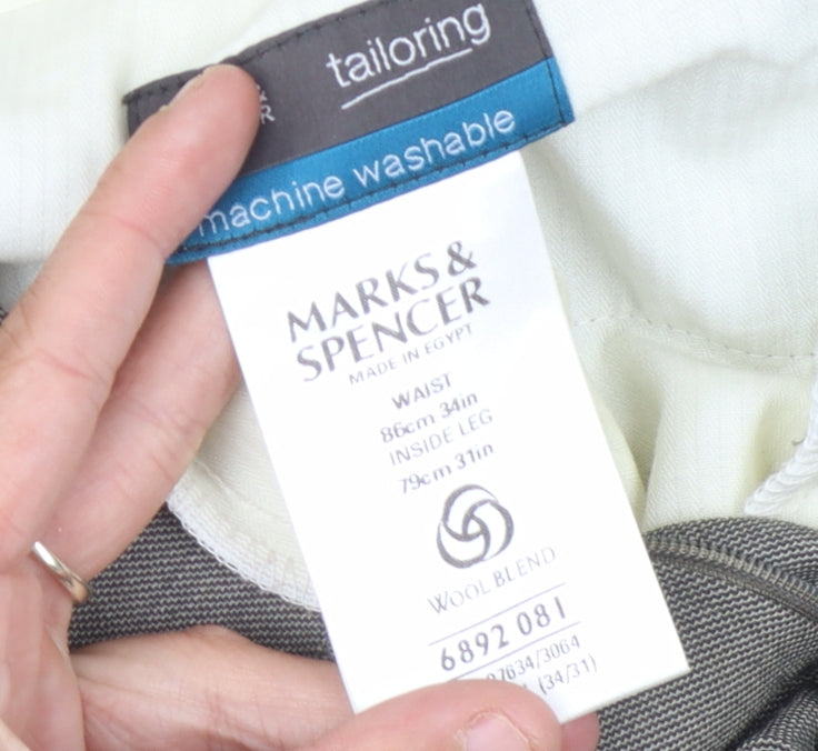 Marks and Spencer Men's Grey Dress Pants L 34in