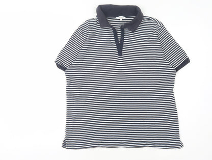 Cotton Traders Women's Blue Striped Polo Size 16