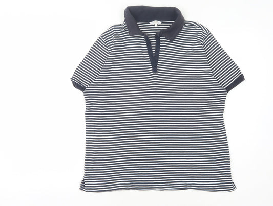 Cotton Traders Women's Blue Striped Polo Size 16
