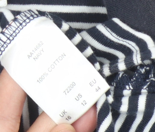 Cotton Traders Women's Blue Striped Polo Size 16