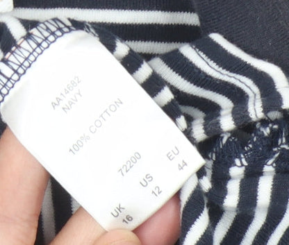 Cotton Traders Women's Blue Striped Polo Size 16