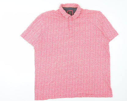Next Men's Pink 2XL Polo Shirt - Graphic Print Casual