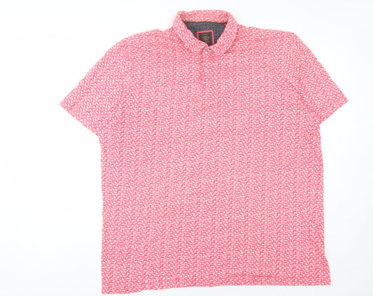 Next Men's Pink 2XL Polo Shirt - Graphic Print Casual