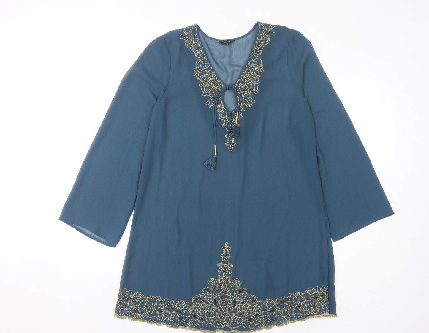 Autograph Women's Blue Long Sleeve Dress M