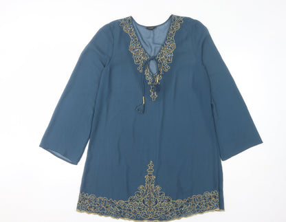 Autograph Women's Blue Long Sleeve Dress M