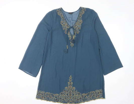 Autograph Women's Blue Long Sleeve Dress M