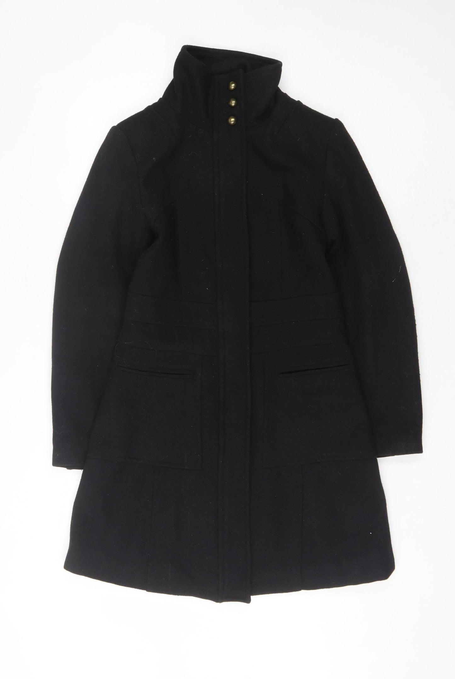 Miss Real Women's Black Military Style Wool Coat 10