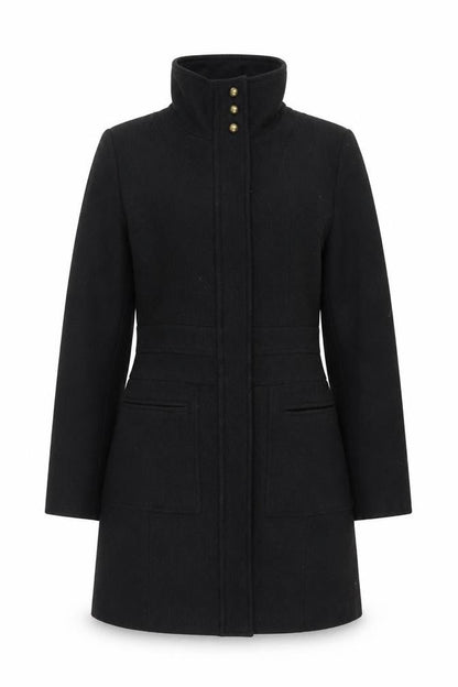 Miss Real Women's Black Military Style Wool Coat 10